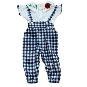 Baby Togs 18 Months Vintage Spring Girls Overalls & Top Gingham Outfit